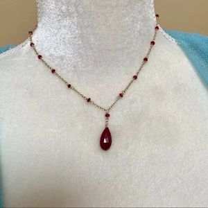 Lula Ruby Drop With 14/20 GF Gold Necklace